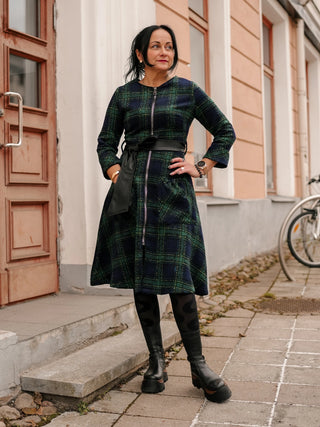Roheline ruuduline kleit #1043