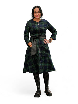 Roheline ruuduline kleit #1043