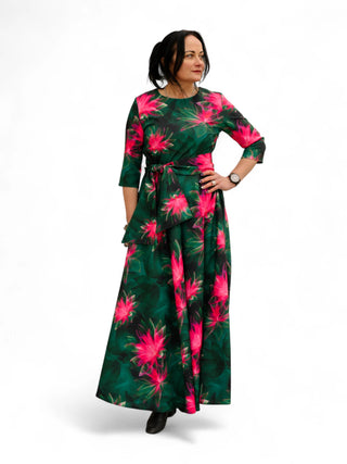 Roheline lilleline kleit #1059