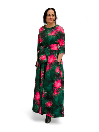 Roheline lilleline kleit #1059