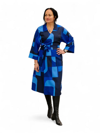 Sinine mustriline hõlmik kleit #1058