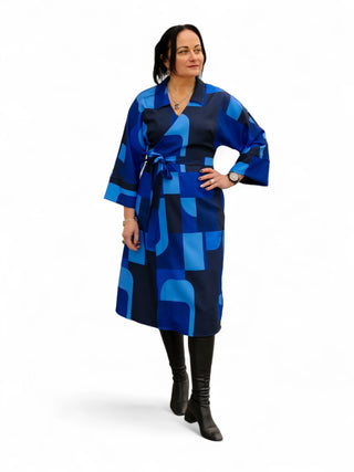 Sinine mustriline hõlmik kleit #1058