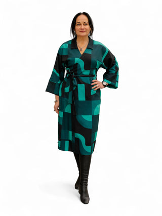 Roheline mustriline hõlmik kleit #1058