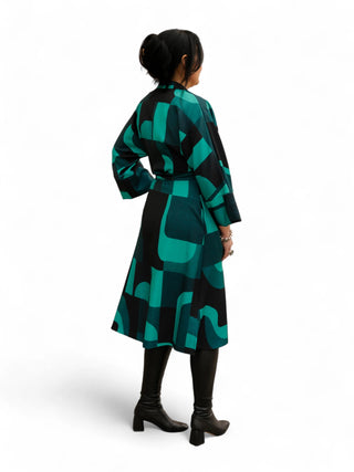 Roheline mustriline hõlmik kleit #1058