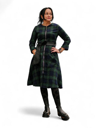 Roheline ruuduline kleit #1043